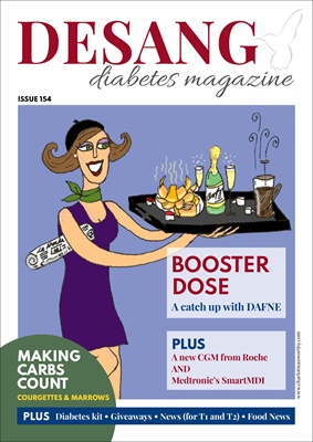 Desang diabetes magazine, Making Carbs Count, Diabetes KIT, non-invasive glucose testing, Glooko