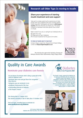 diabetes research participant request Kings College Hospital