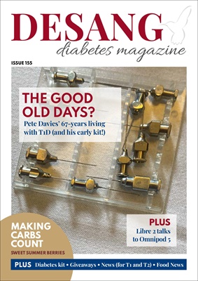 Desang diabetes magazine, Making Carbs Count, Diabetes KIT, non-invasive glucose testing, Glooko