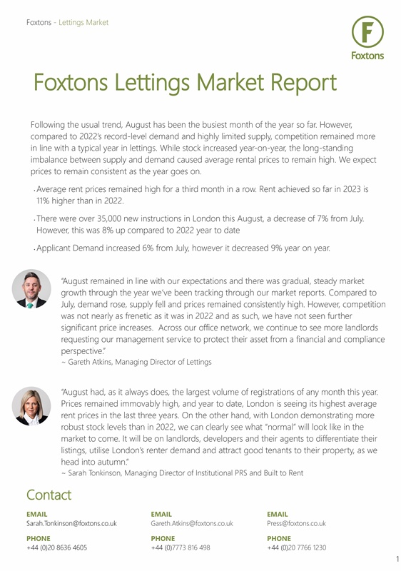 Lettings Report - Lettings Market Report August 2023