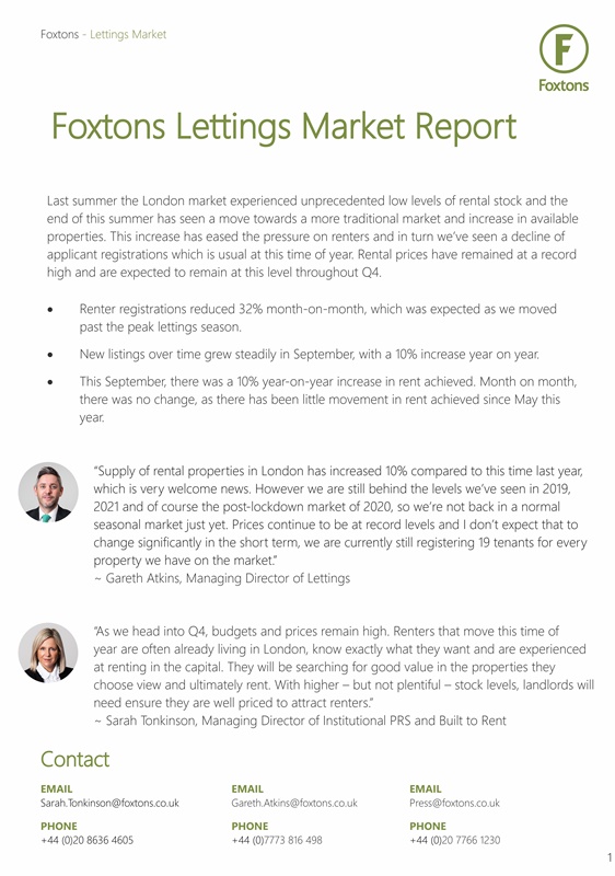 Lettings Report - Lettings Market Report September 2023