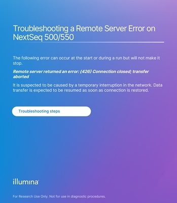Troubleshooting a Remote Server Error on NextSeq 500/550