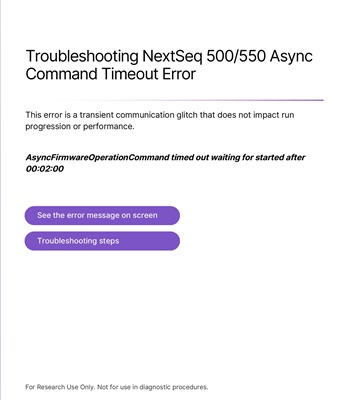 Troubleshooting NextSeq 500/550 Async Command Timeout Error