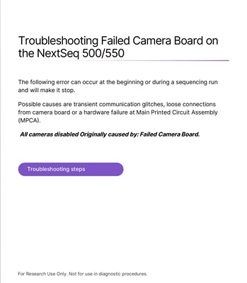 Troubleshooting Failed Camera Board on the NextSeq 500/550