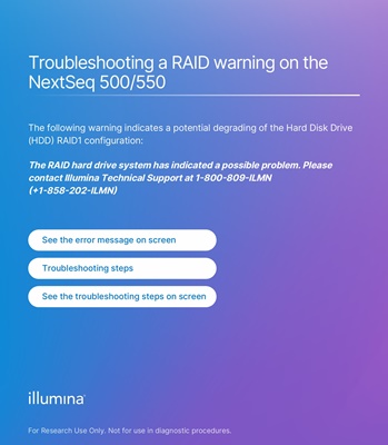 Troubleshooting a RAID warning on the NextSeq 500/550