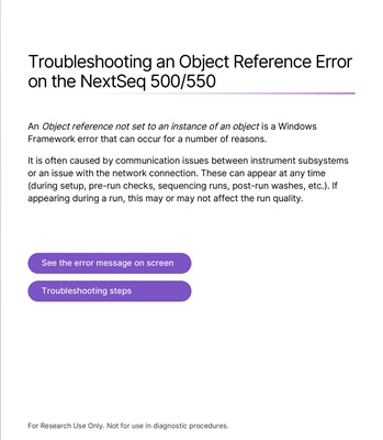 Troubleshooting an Object Reference Error on the NextSeq 500/550
