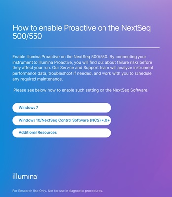 How to enable Proactive on the NextSeq 500/550