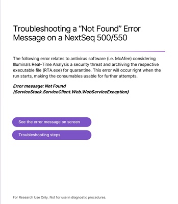 Troubleshooting a “Not Found” Error Message on a NextSeq 500/550