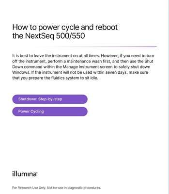 How to power cycle and reboot the NextSeq 500/550