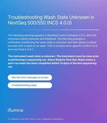 Troubleshooting Wash State Unknown in NextSeq 500/550 (NCS 4.0.0)