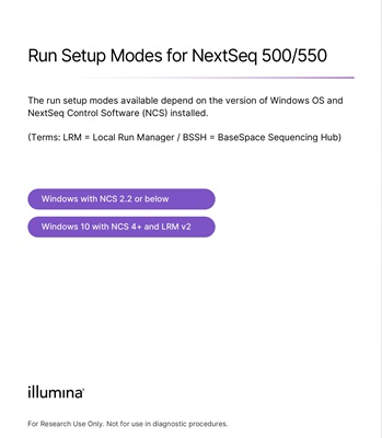 Run Setup Modes for NextSeq 500/550