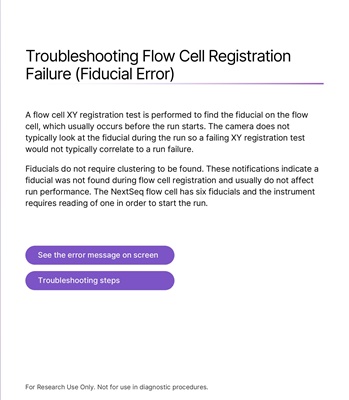 Troubleshooting Flow Cell Registration Failure (Fiducial Error)