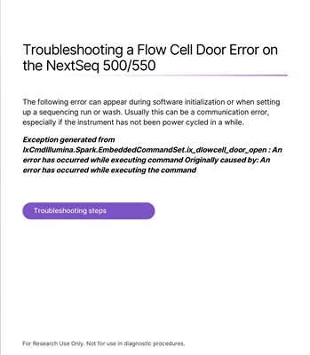 Troubleshooting a Flow Cell Door Error on the NextSeq 500/550