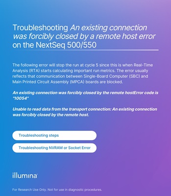 Troubleshooting An existing connection was forcibly closed by a remote host error on the NextSeq 500