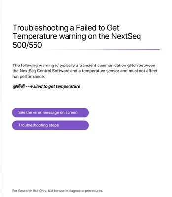 Troubleshooting a Failed to Get Temperature warning on the NextSeq 500/550