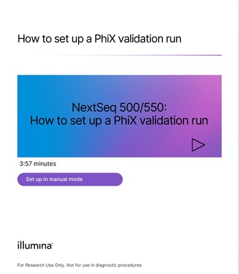 How to set up a PhiX validation run