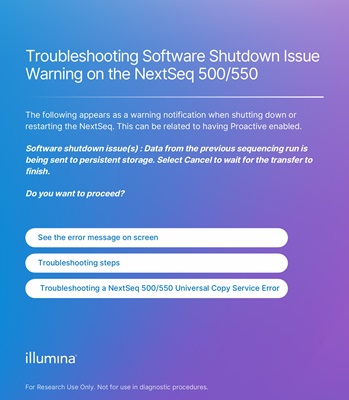 Troubleshooting Software Shutdown Issue Warning on the NextSeq 500/550