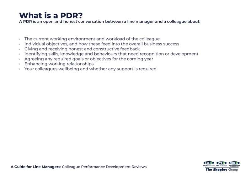 Shepley PDR Line Managers Guide - Shepley Line Manager PDR Guidance